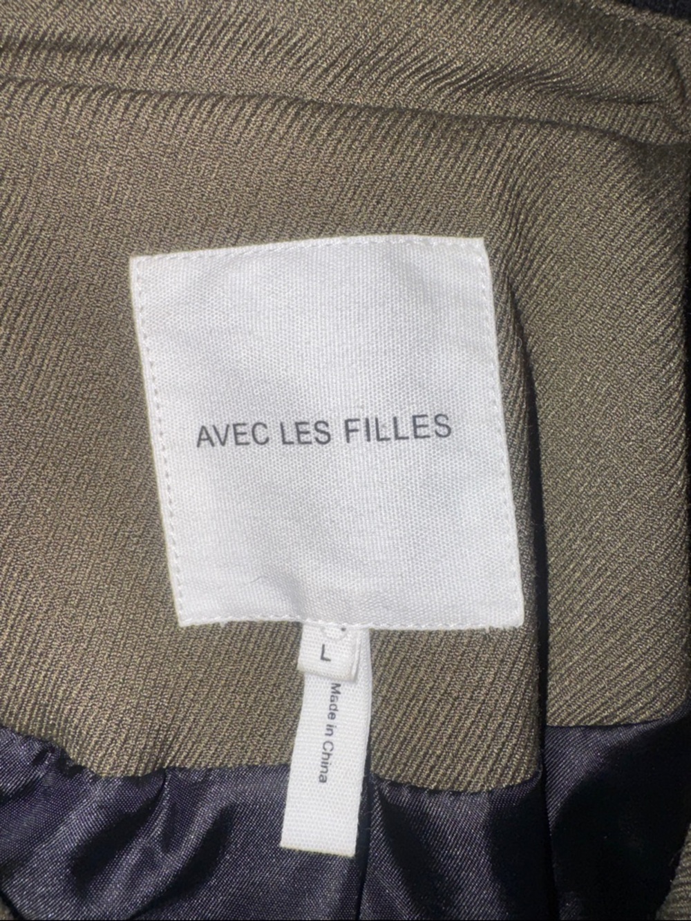 Avec Les Filles Olive Green and Black Mixed-Media Varsity Jacket - Picture 2 of 3